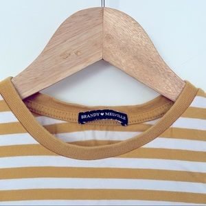 Brandy Melville yellow and white striped cropped  t shirt one size 💛